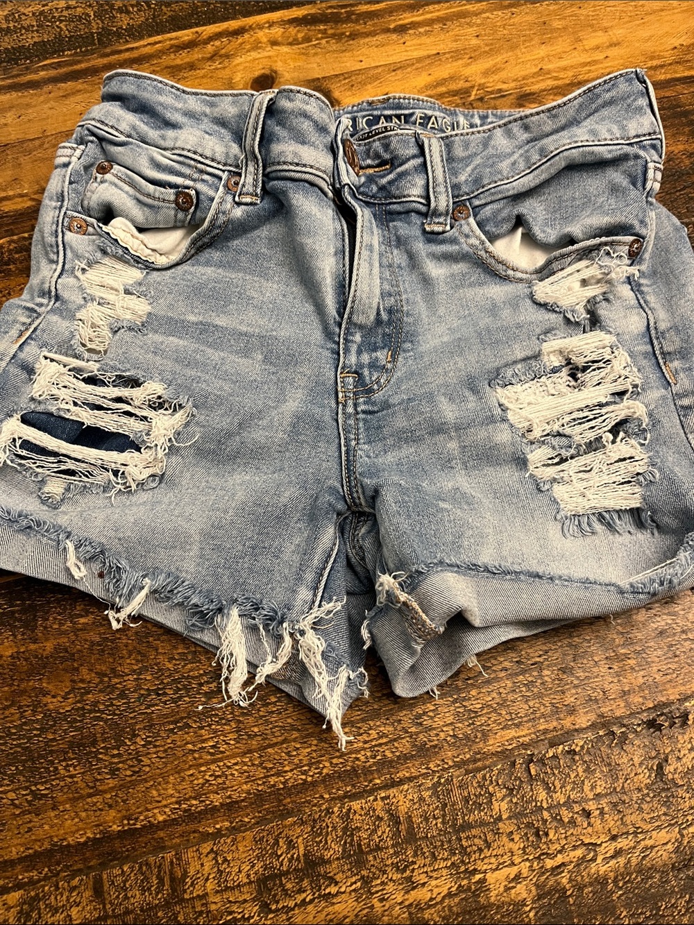 American Eagle Outfitters Light Wash Distressed Jean Shorts